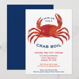 Crab Boil Invitation Low Country Seafood Dinner Kaart