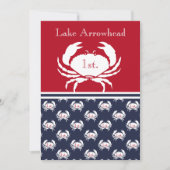 Crab Boil Invitation Red White Navy Blue Kaart (Voorkant)