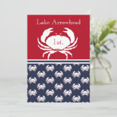 Crab Boil Invitation Red White Navy Blue Kaart (Staand voorkant)