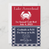 Crab Boil Invitation Red White Navy Blue Kaart (Achterkant)