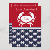 Crab Boil Invitation Red White Navy Blue Kaart (Voorkant / Achterkant)