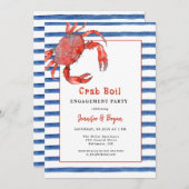 Crab Boil koppels verlovingsfeest uitnodiging (Voorkant / Achterkant)