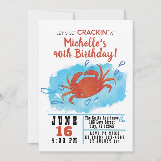 Crab Boil Nautical Birthday Invitation Kaart (Voorkant)
