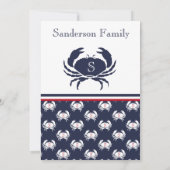 Crab Boil Nodig Rode Marine Blauw Wit Kustfeest Kaart (Achterkant)