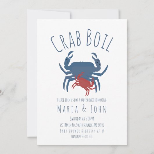Crab Boil Party Baby shower Crawfish Kaart (Voorkant)