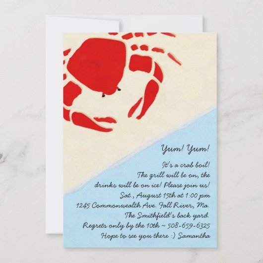 Crab Boil Party - Uitnodiging (Achterkant)