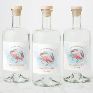 Crab Boil Seafood Summer Party Waterverf Likeurfles Etiket