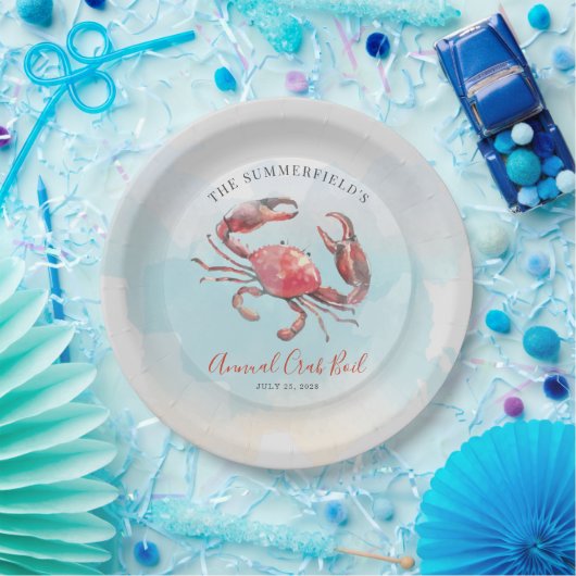 Crab Boil Seafood Summer Party Waterverf Papieren Bordje (Feest)