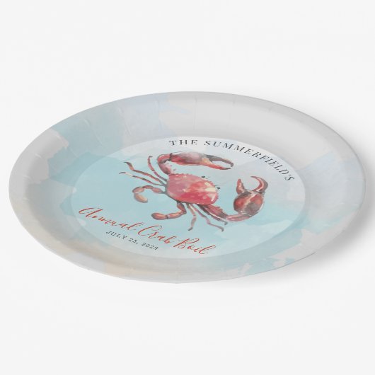 Crab Boil Seafood Summer Party Waterverf Papieren Bordje (Gekanteld)