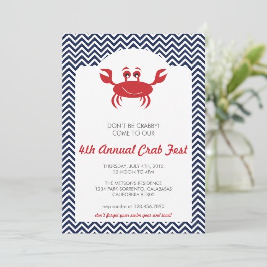 Crab Boil Summer BBQ Uitnodiging (Staand voorkant)