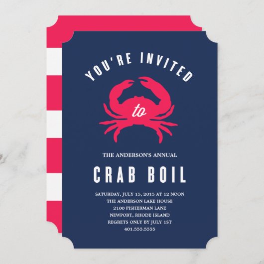 Crab Boil | Uitnodiging zomerpartij (Voorkant / Achterkant)