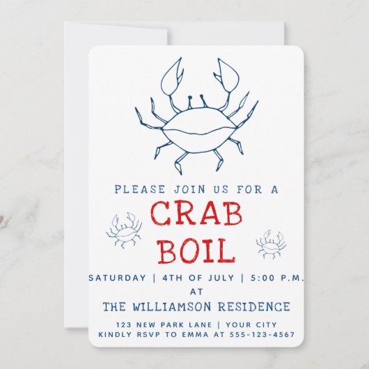 Crab Boil | Uitnodiging zomerpartij (Voorkant)