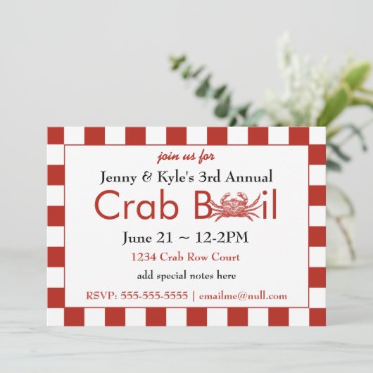 Crab Boil Uitnodigingen (Staand voorkant)