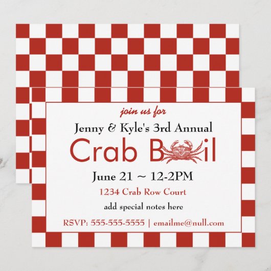 Crab Boil Uitnodigingen (Voorkant / Achterkant)