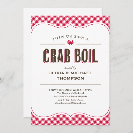Crab Boil-uitnodigingen Kaart (Voorkant / Achterkant)