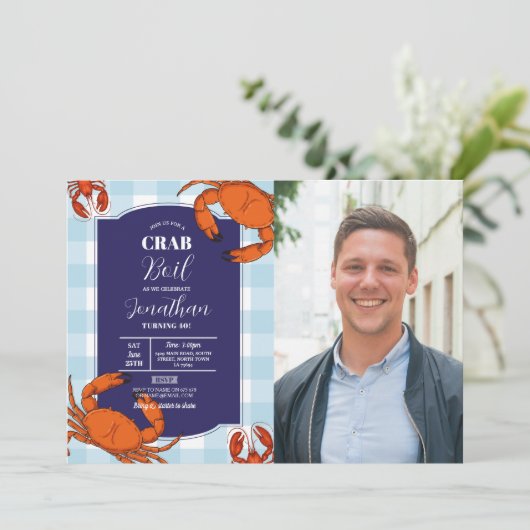 Crab Boil Verjaardagsfeestje Marine Zeevruchten Fo Kaart (Staand voorkant)