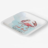 Crab Boil Verloving Zeevruchten Party Waterverf Papieren Bordje (Gebogen)