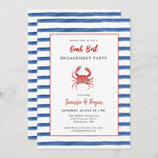 Crab Boil verlovingsfeest uitnodiging (Voorkant / Achterkant)
