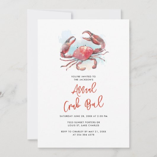 Crab Boil Zomer Vis en zeevruchten Familiefeest Kaart (Voorkant)