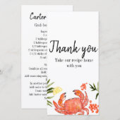 Crab boil zomerrecept bedankt je kaart (Voorkant / Achterkant)