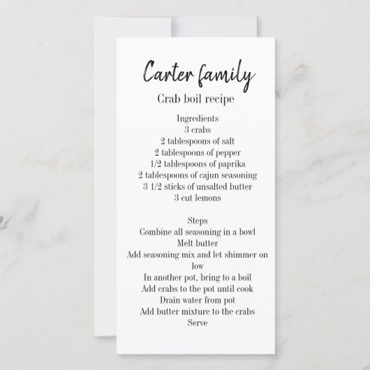 Crab boil zomerrecept bedankt je kaart (Achterkant)