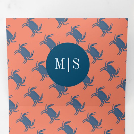 Crab Broil Boil Seafood Beach Nautical Weddenschap Drieluik Uitnodiging (Binnenzijde eerst)