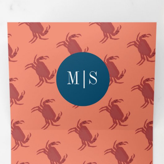 Crab Broil Boil Seafood Beach Nautical Weddenschap Drieluik Uitnodiging (Binnenzijde eerst)