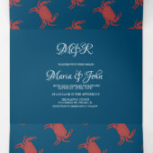 Crab Broil Boil Seafood Beach Nautical Weddenschap Drieluik Uitnodiging (Binnenkant midden)