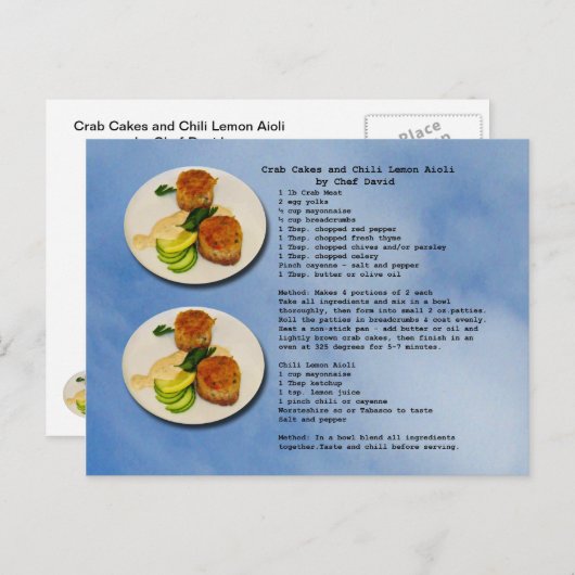 Crab Cakes Recipe Briefkaart (Voorkant / Achterkant)