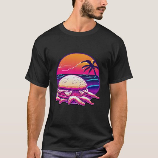 Crab Cakes Synthwave 80s Retrowave Aesthetic T-shirt (Voorkant)