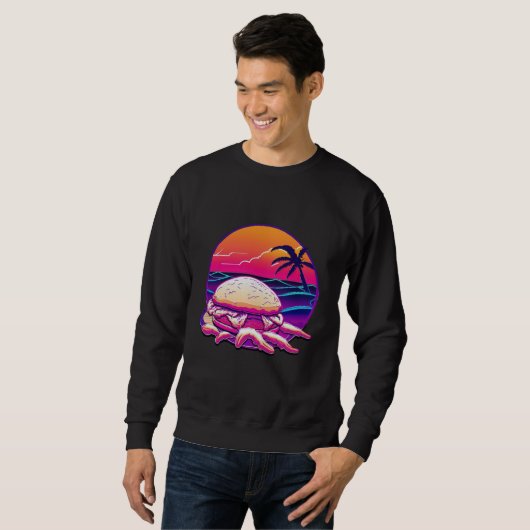 Crab Cakes Synthwave 80s Retrowave Aesthetic Trui (Voorkant volledig)