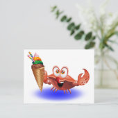Crab Cartoon met Ice Cream briefkaart (Staand voorkant)