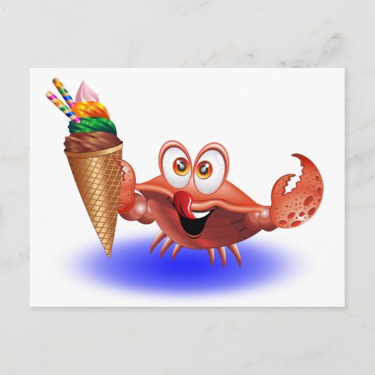 Crab Cartoon met Ice Cream briefkaart (Voorkant)