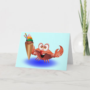 Crab Cartoon met Ice Cream wenskaart Kaart