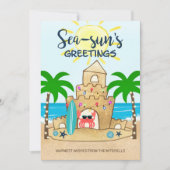 Crab Castle | Kerstmis met de tropische baardpalm Feestdagenkaart (Voorkant)