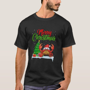 Crab Christmas Tree Lights Funny Xmas Crab Lover T T-shirt
