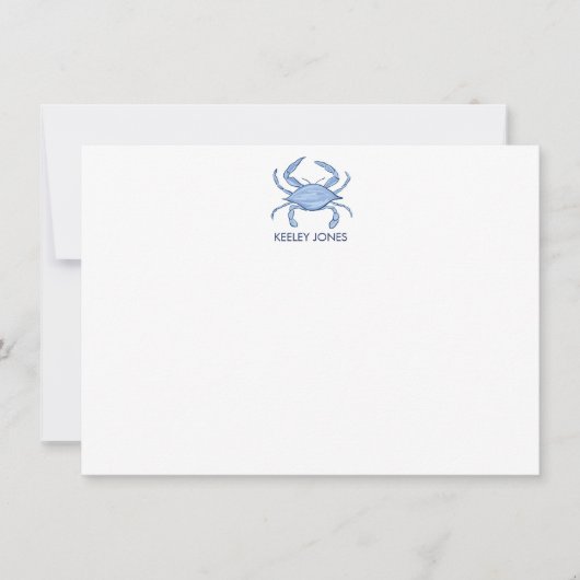 Crab Coastal Chic Gepersonaliseerde Flat Note Kaar Notitiekaartje (Voorkant)