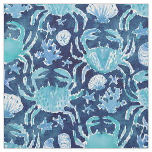 CRAB CONNECTION Indigo Blue Print Stof