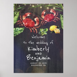 Crab Couple Tropical Weduwen Welkomstteken Poster