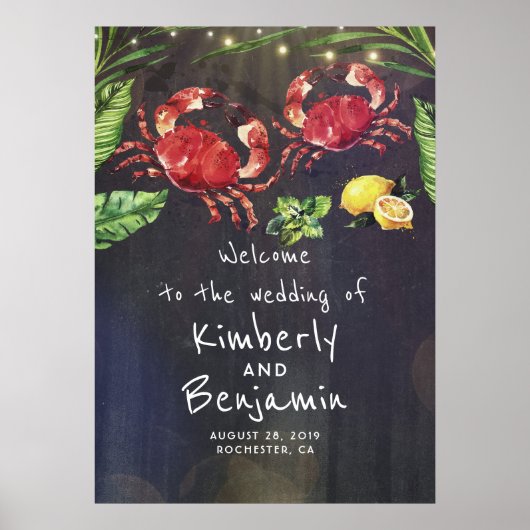 Crab Couple Tropical Weduwen Welkomstteken Poster (Voorkant)