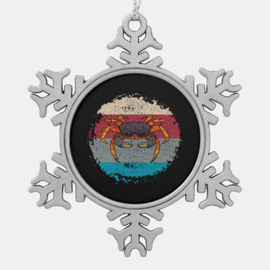 Crab Crabbing Retro Tin Sneeuwvlok Ornament (Voorkant)