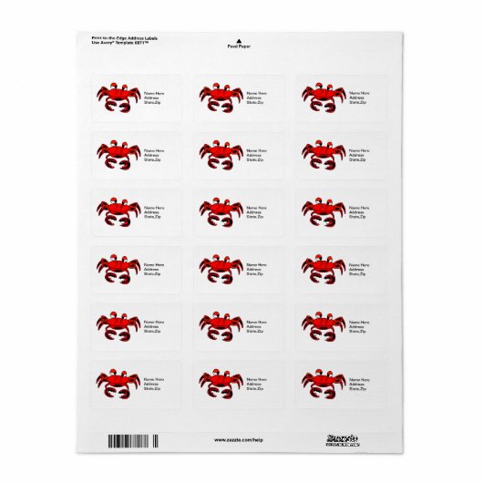 Crab Cute Address Label (Full Sheet)