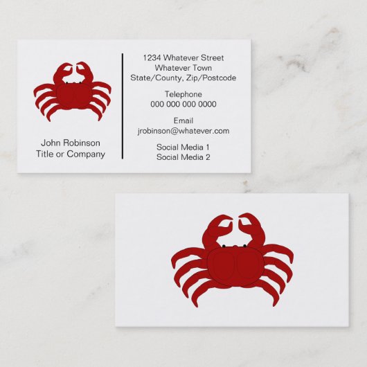 Crab Design Carcinoloog Visitekaartje (Voorkant / Achterkant)