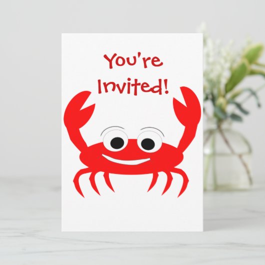 Crab Design Uitnodiging voor elke gelegenheid (Staand voorkant)