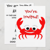 Crab Design Uitnodiging voor elke gelegenheid (Voorkant / Achterkant)