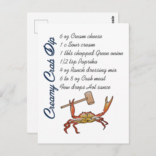 Crab Dip Recipe Briefkaart (Voorkant / Achterkant)