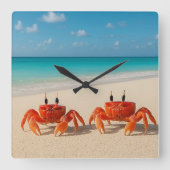 Crab Duo – Vierkante Acryl wandklok (Voorkant)