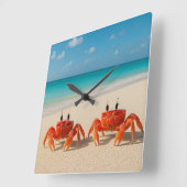 Crab Duo – Vierkante Acryl wandklok (Hoek)