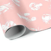 Crab en Lobster Blush Pink Seafood Pattered Cadeaupapier (Rol Hoek)