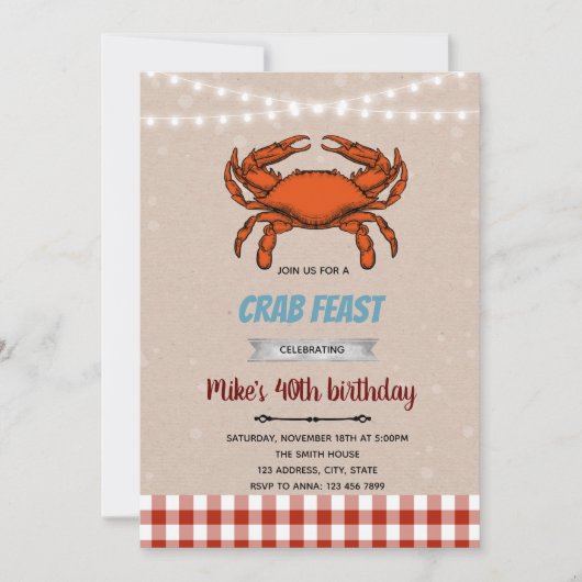 Crab feast boil-uitnodiging bedankkaart (Voorkant)